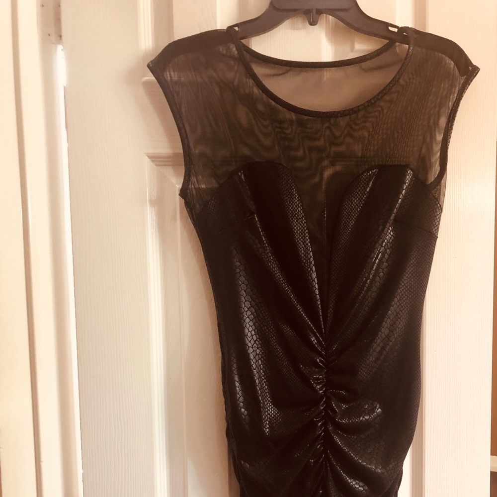 Black leather/mesh dress